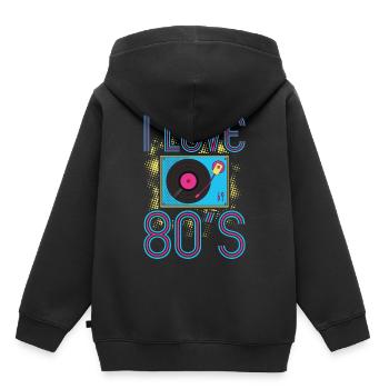80s 80s costume I Love 80s - Kids Premium Organic Hoodie - black - Back - AI Model Kid Male (0cm)
