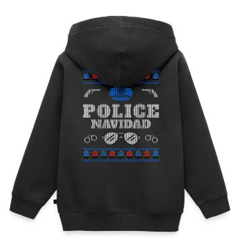 Police Navidad Ugly Christmas Sweater - Sweat Premium à capuche enfant bio - noir - Dos - AI Model Kid Male (0cm)