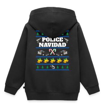 Police Navidad Ugly Christmas Sweater - Sweat Premium à capuche enfant bio - noir - Dos - AI Model Kid Male (0cm)