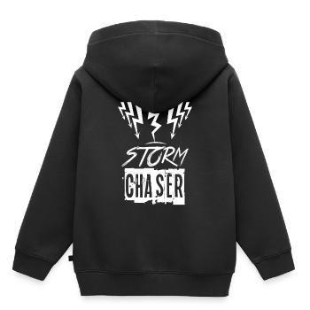 Cadeau Storm Chaser pour les amis de la foudre et du tonnerre - Sweat Premium à capuche enfant bio - noir - Dos - AI Model Kid Male (0cm)