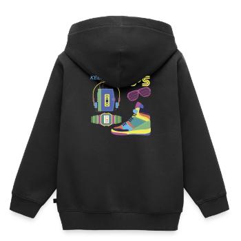 80er Jahre 80er Mode 80er Outfit 80er - Kinder Premium Organic Hoodie - Schwarz - Hinten - AI Model Kid Male (0cm)