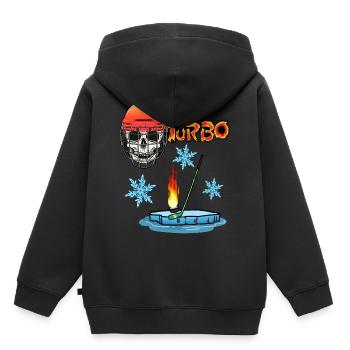 Hockey Sports d’hiver Sports d’hiver Sport d’hiver Crâne - Sweat Premium à capuche enfant bio - noir - Dos - AI Model Kid Male (0cm)