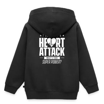 J'ai survécu à une crise cardiaque. Crise cardiaque - Sweat Premium à capuche enfant bio - noir - Dos - AI Model Kid Male (0cm)