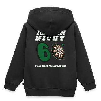 Ich Bin Nicht 60 Ich Bin Triple 20 Dart Geburtstag - Kinder Premium Organic Hoodie - Schwarz - Hinten - AI Model Kid Male (0cm)