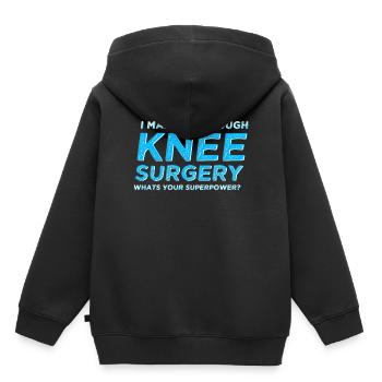 Neues Knie Knieoperation - Kinder Premium Organic Hoodie - Schwarz - Hinten - AI Model Kid Male (0cm)