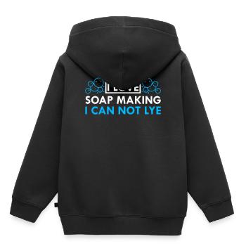 Savon Faire un cadeau de fabricant de savon - Sweat Premium à capuche enfant bio - noir - Dos - AI Model Kid Male (0cm)