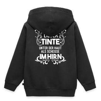 Tattoo Sprüche Tattooliebhaber tätowiert Geschenk - Kinder Premium Organic Hoodie - Schwarz - Hinten - AI Model Kid Male (0cm)