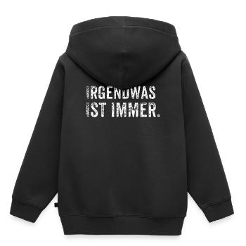Irgendwas ist Immer - Kinder Premium Organic Hoodie - Schwarz - Hinten - AI Model Kid Male (0cm)