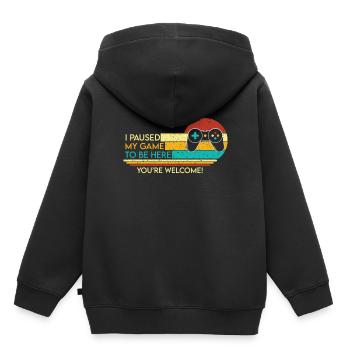 Jeux - Sweat Premium à capuche enfant bio - noir - Dos - AI Model Kid Male (0cm)