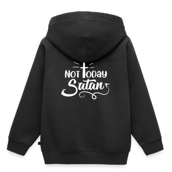 Pas aujourd'hui Satan - Sweat Premium à capuche enfant bio - noir - Dos - AI Model Kid Male (0cm)
