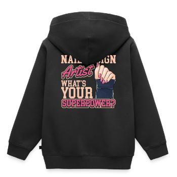 Ongles design cosmétiques ongles salon de manucure - Sweat Premium à capuche enfant bio - noir - Dos - AI Model Kid Male (0cm)