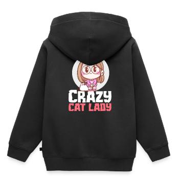 Dame de chat fou - Sweat Premium à capuche enfant bio - noir - Dos - AI Model Kid Male (0cm)