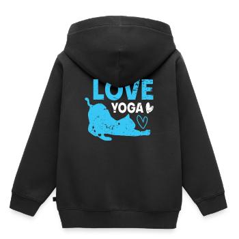 Yoga Yoga Dames Yoga Yoga Proverbes - Sweat Premium à capuche enfant bio - noir - Dos - AI Model Kid Male (0cm)