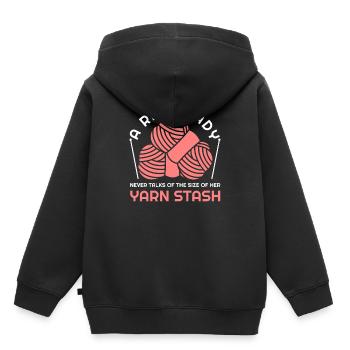 Wolle Stricken Garn Häkeln Stricknadeln - Kinder Premium Organic Hoodie - Schwarz - Hinten - AI Model Kid Male (0cm)