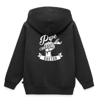Rohrleitungsbau Rohrbau Tiefbau Baustelle - Kinder Premium Organic Hoodie - Schwarz - Hinten - AI Model Kid Male (0cm)