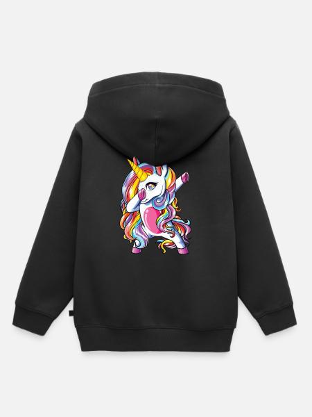 Dabbing Unicorn - Kinder Premium Organic Hoodie - Schwarz