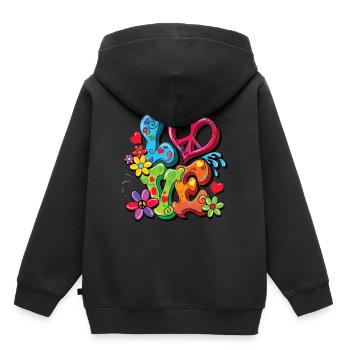 Hippie Kostüm - Kinder Premium Organic Hoodie - Schwarz - Hinten - AI Model Kid Male (0cm)