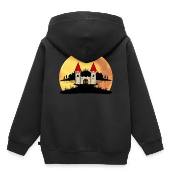 Moyen âge château forteresse nature fantaisie - Sweat Premium à capuche enfant bio - noir - Dos - AI Model Kid Male (0cm)