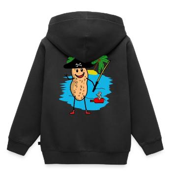 Cacahuète Boucanier Pirate Fantasy Enfants Pirates - Sweat Premium à capuche enfant bio - noir - Dos - AI Model Kid Male (0cm)