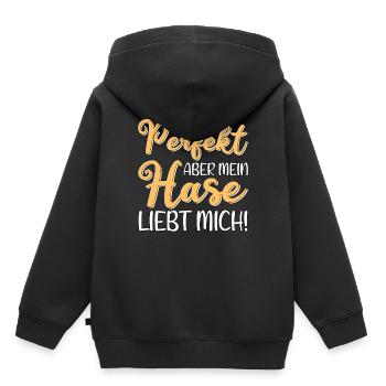 Mon lapin m'aime - Sweat Premium à capuche enfant bio - noir - Dos - AI Model Kid Male (0cm)