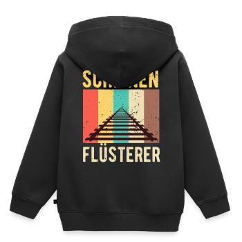 Zug - Kinder Premium Organic Hoodie - Schwarz - Hinten - AI Model Kid Male (0cm)