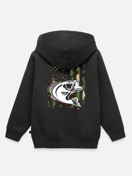 Angeln Camouflage - Kinder Premium Organic Hoodie - Schwarz