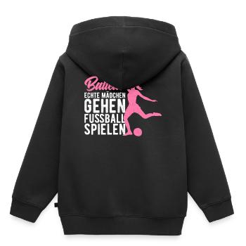 Echte Mädchen gehen Fußball spielen - Kinder Premium Organic Hoodie - Schwarz - Hinten - AI Model Kid Male (0cm)
