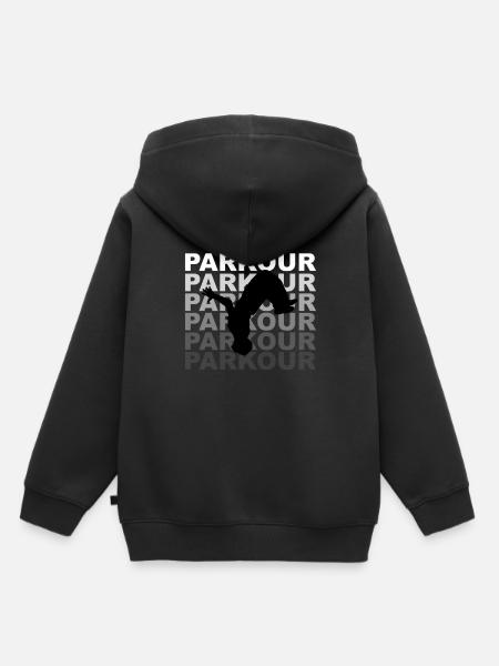 Parkour Spruch Parkour coureur à l’envers salto - Sweat Premium à capuche enfant bio - noir