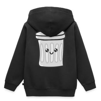 Poubelle Drôle cadeau - Sweat Premium à capuche enfant bio - noir - Dos - AI Model Kid Male (0cm)