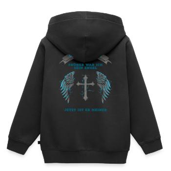 Opas Mädchen ich war einmal sein Engel - Kinder Premium Organic Hoodie - Schwarz - Hinten - AI Model Kid Male (0cm)