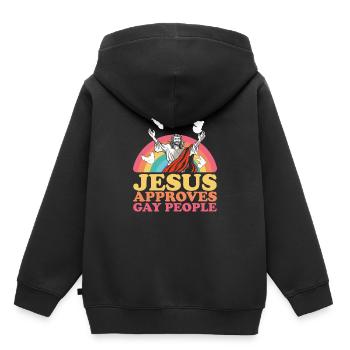 Christian Homosexuell Pride Jesus - Kinder Premium Organic Hoodie - Schwarz - Hinten - AI Model Kid Male (0cm)