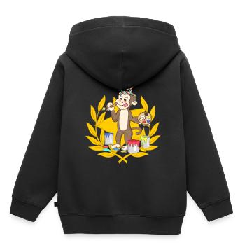 Künstler bunt Farbenfroh Kunstakademie - Kinder Premium Organic Hoodie - Schwarz - Hinten - AI Model Kid Male (0cm)