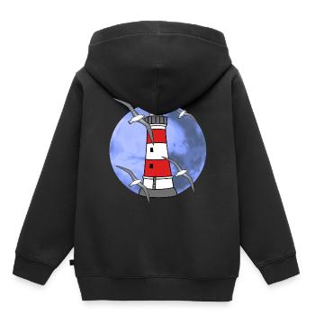 Norddeutschland Leuchtturm Nautik Maritim Möwe - Kinder Premium Organic Hoodie - Schwarz - Hinten - AI Model Kid Male (0cm)