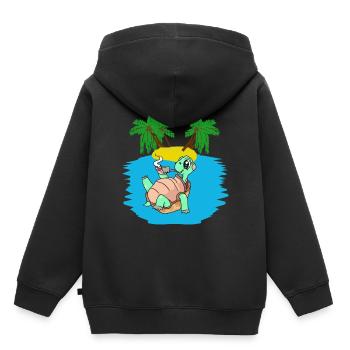 Tortue, Île, Jeune, Caraïbes, Mers du Sud, Été - Sweat Premium à capuche enfant bio - noir - Dos - AI Model Kid Male (0cm)