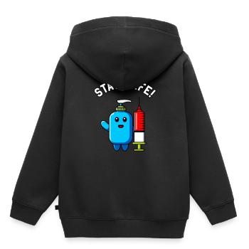 Reste en bonne santé désinfection piqûre seringue vaccination - Sweat Premium à capuche enfant bio - noir - Dos - AI Model Kid Male (0cm)