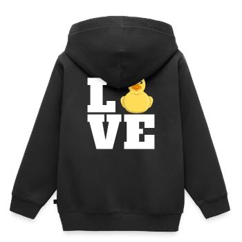 Amour canard de bain Amoureux de canards - Sweat Premium à capuche enfant bio - noir - Dos - AI Model Kid Male (0cm)