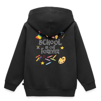 École à l’école pour toujours - Fin de l’école - Sweat Premium à capuche enfant bio - noir - Dos - AI Model Kid Male (0cm)
