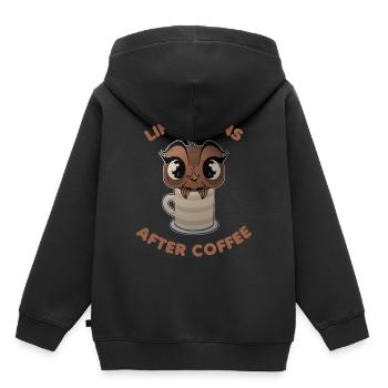 Nachteule Kaffee Eule in Becher - Kinder Premium Organic Hoodie - Schwarz - Hinten - AI Model Kid Male (0cm)
