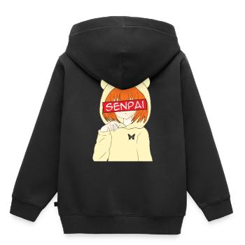 Anime Senpai Anime Fans Anime Style Anime Tenue - Sweat Premium à capuche enfant bio - noir - Dos - AI Model Kid Male (0cm)