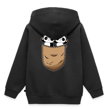 Kawaii Panda Amant - Sweat Premium à capuche enfant bio - noir - Dos - AI Model Kid Male (0cm)