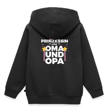 Prinzessin von Oma und Opa für Enkeltochter - Kinder Premium Organic Hoodie - Schwarz - Hinten - AI Model Kid Male (0cm)