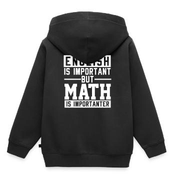 L’anglais Est important Les maths Est plus important - Sweat Premium à capuche enfant bio - noir - Dos - AI Model Kid Male (0cm)