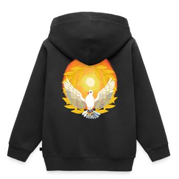 Sonnenlicht Taube Gott Jesus Frieden Schöpfung - Kinder Premium Organic Hoodie - Schwarz - Hinten - AI Model Kid Male (0cm)