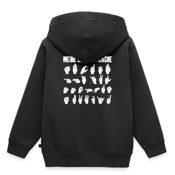 Meine Geheimsprache Gebärde Gebärdensprache - Kinder Premium Organic Hoodie - Schwarz - Hinten - AI Model Kid Male (0cm)