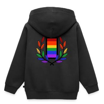 Batterie batterie LGBT Homosexualité Gay Pride - Sweat Premium à capuche enfant bio - noir - Dos - AI Model Kid Male (0cm)