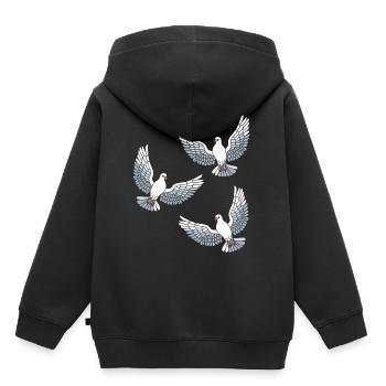 Pigeons Oiseaux - Sweat Premium à capuche enfant bio - noir - Dos - AI Model Kid Male (0cm)