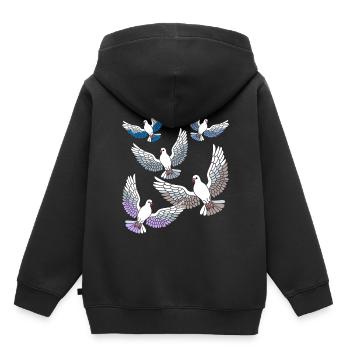 Colombes de la paix Pigeons éleveurs élevage d’oiseaux - Sweat Premium à capuche enfant bio - noir - Dos - AI Model Kid Male (0cm)
