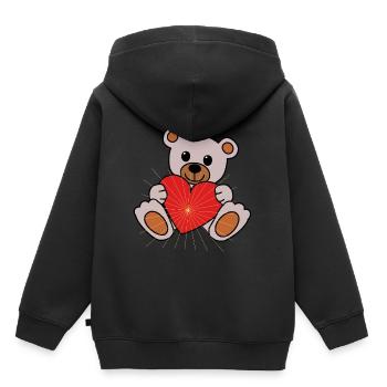 Kuschel Schmuse Bär Herz Liebe Valentin herzlich - Kinder Premium Organic Hoodie - Schwarz - Hinten - AI Model Kid Male (0cm)