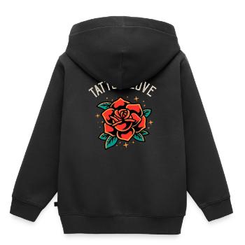 Tattoo Love Rose Tatoo Style Illustration - Kids Premium Organic Hoodie - black - Back - AI Model Kid Male (0cm)