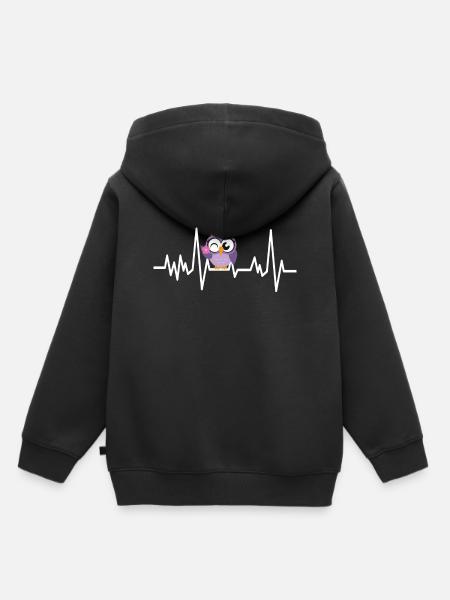 Eulen Geschenke - Eule Owl Eulen Herzschlag Süße - Kinder Premium Organic Hoodie - Schwarz